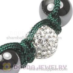 Handmade Shamballa Green cord crystal pave bead bracelets wholesale