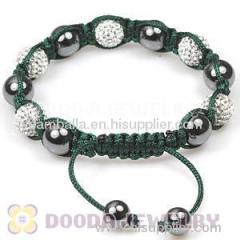 Handmade Shamballa Green cord crystal pave bead bracelets wholesale