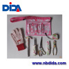 Portable flower printed Household daily tools sets in pink bag