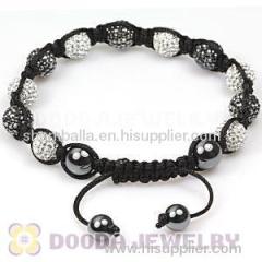 Fashion mens diamond Shamballa bracelet with crystal beads and hemitite