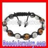 Hot sale Shamballa style mens gemstone bracelet with tiger eye bead and hemitite