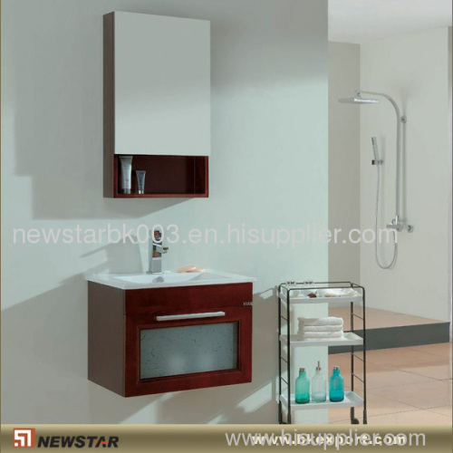 Wall Hung Wooden Vanity with Glass Doors