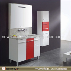 Red PVC Bath Cabinet With Side Cabinet