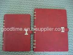 red solft leather notebook