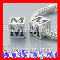 S925 Silver european Style Alphabet M Charm Jewelry Beads