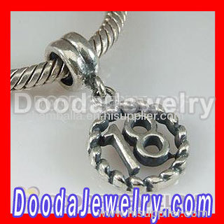 925 Sterling Silver Jewelry Charms Dangle lucky number 18 european Compatible