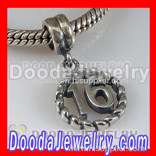 925 Sterling Silver Jewelry Charms Dangle lucky number 16 Wholesale
