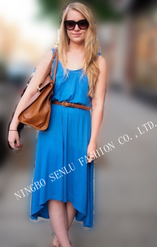 Sleeveless Strap Dress Blue T-shirt