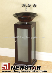 Glass Vanity with Tempered Glass Vessels