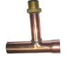 copper tee with one end flared out ,top end welded brass fitting