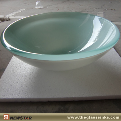 Temperd glass bowl with white painting