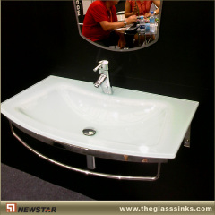 White glass bath vanities