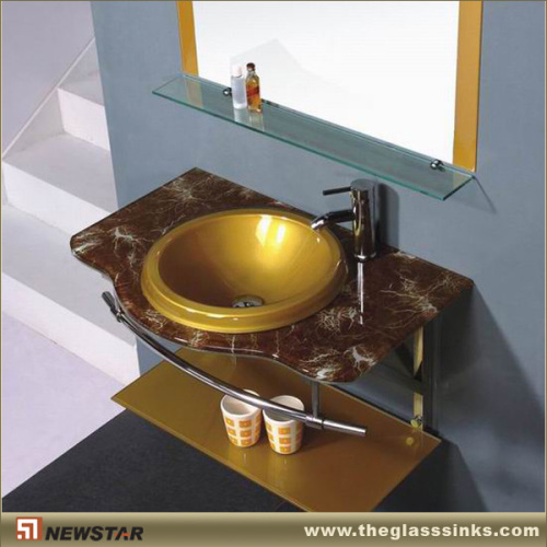 Golden bathroom vanity