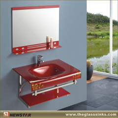 Red bathroom glass cabinet
