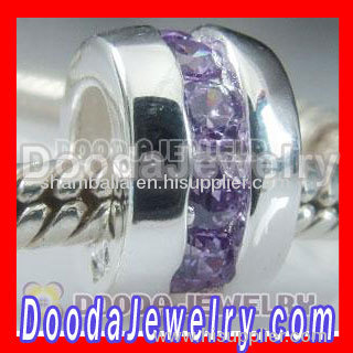 925 Sterling Silver Beads with Purple Stone fit European Largehole Jewelry Bracelet