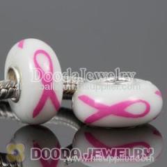 Breast Cancer Awareness Pink Ribbon Murano Glass Beads 925 Sterling Silver european Compatible