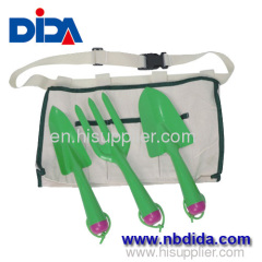 3PC green plastic garden tool in a portable bag