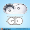 Double Bowls Round Kitchen Steel Sink