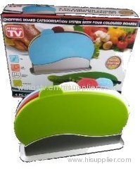 4pc colour coded chopping board Set with Stand