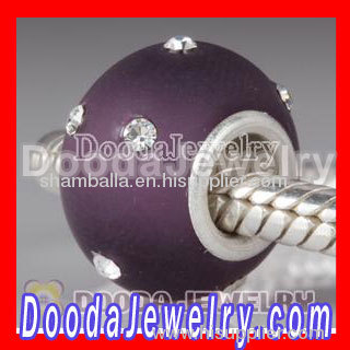 Fashion Kerastyle Silver Frosted Glass Purple Bead with Austrian Crystal Accents