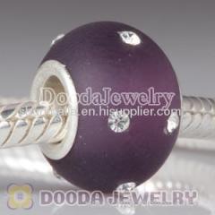 Fashion Kerastyle Silver Frosted Glass Purple Bead with Austrian Crystal Accents