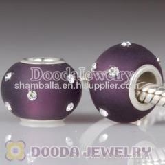 Fashion Kerastyle Silver Frosted Glass Purple Bead with Austrian Crystal Accents