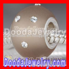 Silver european Frosted Glass Bead