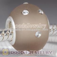 Kerastyle Silver european Frosted Glass Bead with Swarovski crystal Accents suit european Largehole Jewelry Bracelet