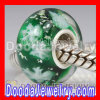 Green Murano Snowflake Glass Beads With Sterling Silver Core Fit european Bracelet Jewelry