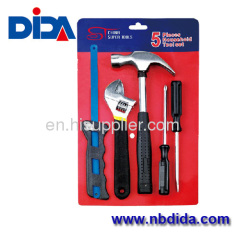 5 pcs hand tool set screwdriver hammer and wrench