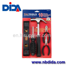 10 pcs hand tool set hammer screwdriver level and pliers