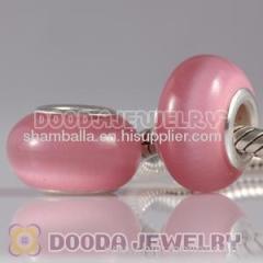 Pink Cat Eye Lampwork Glass Beads with Alloy Double Core fit european Largehole Jewelry Bracelet