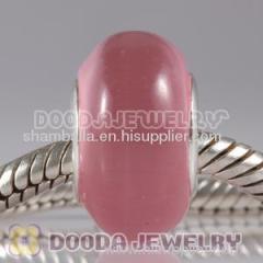 Pink Cat Eye Lampwork Glass Beads with Alloy Double Core fit european Largehole Jewelry Bracelet