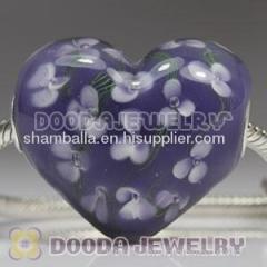 Murano Glass Heart Shape Pendants fit Fashion Jewelry, European Beads, Bighole Jewelry Necklace