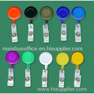 Retractable badge holder with clear vinyl strip