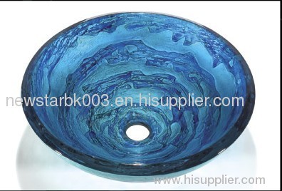 Blue Paint Glass Bathroom Sinks
