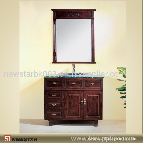 Wooden Cabinets with Glass Bowls