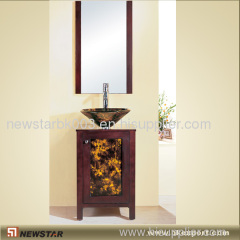 Wooden Cabinet With Tempered Glass Vessels