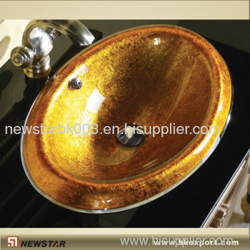 Golden Colour Topmout Glass Basins