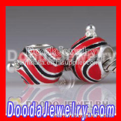 european Style 925 Sterling Silver Christmas Ball Beads Enamel Red Charms