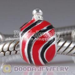 european Style 925 Sterling Silver Christmas Ball Beads Enamel Red Charms