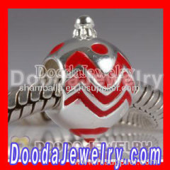 european Style Christmas Ball Beads Enamel Red Charms