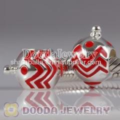 european Style Christmas Ball Beads Enamel Red Charms