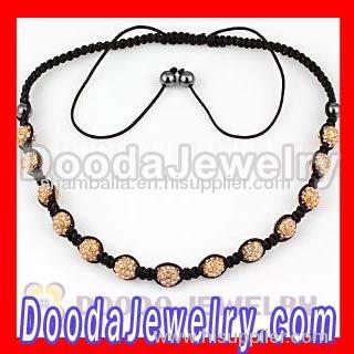 Fashion shamballa style Hip hop necklaces with Rosy Crystal and Hematite
