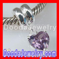 925 Sterling Silver Jewelry Charms Dangle Purple Heart Stone