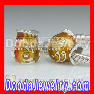 925 Sterling Silver Charm Beads Enamel Goldfish european Compatible