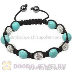 Discount Shamballa style bracelet with Turquoise and pave crystal beads