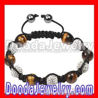 Wholesale Shamballa diamond bracelet with tiger eye and pave diamond crystal