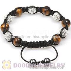 Wholesale Shamballa diamond bracelet with tiger eye and pave diamond crystal