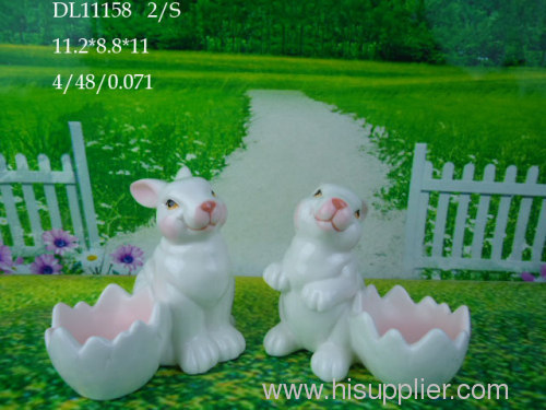 ceramic rabbit candle holder